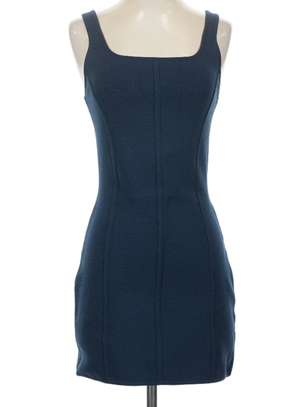 Babaton (Aritzia) Dark Blue Sculpt Knit Ribbed Bodycon Mini Dress